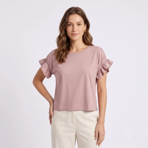 Blusa Feminina Com Babados Nas Mangas Rovitex