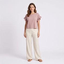 Blusa Feminina Com Babados Nas Mangas Rovitex