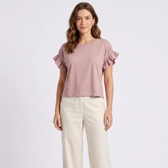 Blusa Feminina Com Babados Nas Mangas Rovitex