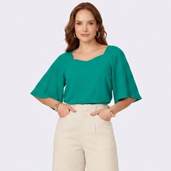 Blusa Feminina Com Mangas Amplas Linho Endless