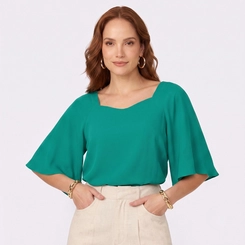 Blusa Feminina Com Mangas Amplas Linho Endless