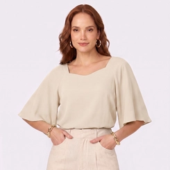 Blusa Feminina Com Mangas Amplas Linho Endless
