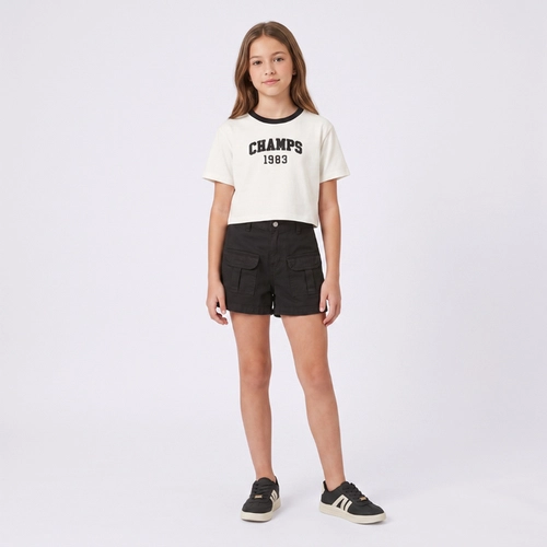 Shorts Juvenil Feminino Jeans Cargo Revert