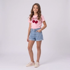 Shorts Jeans Feminino Juvenil Com Strass Revert