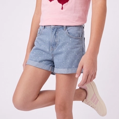 Shorts Jeans Feminino Juvenil Com Strass Revert