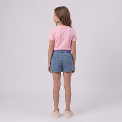 Shorts Jeans Feminino Juvenil Com Strass Revert