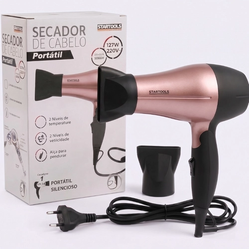 Secador De Cabelo Portátil 1200W Bivolt Dobrável Com Cabo