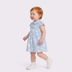 Vestido Infantil Menina Xadrez Floral Gola Boneca Manga Curta Upalôo