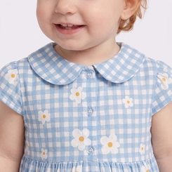 Vestido Infantil Menina Xadrez Floral Gola Boneca Manga Curta Upalôo