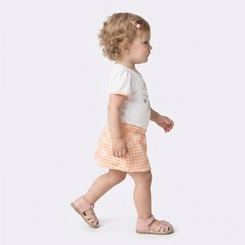 Conjunto Infantil Menina Blusa E Shorts Xadrez Floral Upalôo
