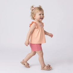 Conjunto Infantil Menina Shorts Canelado e Blusa Upalôo