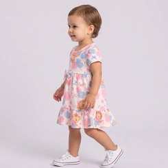 Vestido Infantil Menina Estampado Floral Upalôo