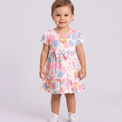 Vestido Infantil Menina Estampado Floral Upalôo