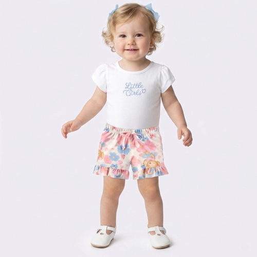 Conjunto Infantil Menina Blusa E Shorts Estampado Upalôo