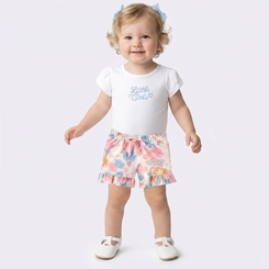 Conjunto Infantil Menina Blusa E Shorts Estampado Upalôo