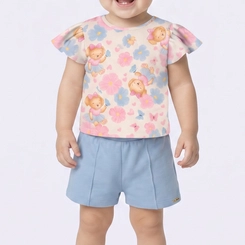Conjunto Infantil Menina Blusa Floral E Shorts Upalôo