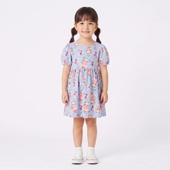Vestido Infantil Menina Gatinha Manga Curta Bufante Upalôo