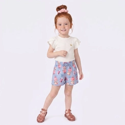 Conjunto Infantil Menina Shorts Estampado E Blusa Upalôo