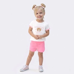 Conjunto Infantil Menina Blusa E Shorts Ursinho Upalôo
