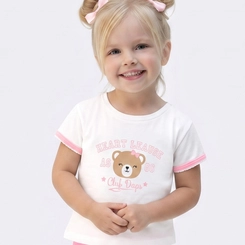 Conjunto Infantil Menina Blusa E Shorts Ursinho Upalôo