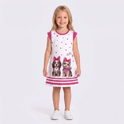 Vestido Infantil Menina Estampado Cachorrinhos Upalôo