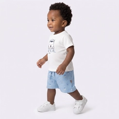 Conjunto Infantil Menino Com Blusa E Bermuda Estampada Upalôo