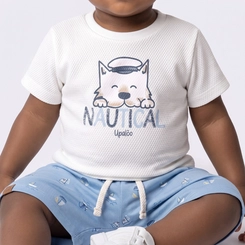 Conjunto Infantil Menino Com Blusa E Bermuda Estampada Upalôo