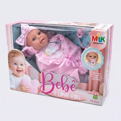 Boneca Bebê I Love You Com Chupeta E Mantinha