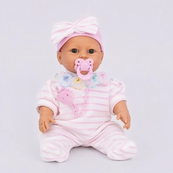 Boneca Bebê I Love You Com Chupeta E Mantinha