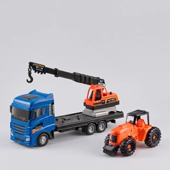 Caminhão Mega Construtor Com Guindaste E Trator