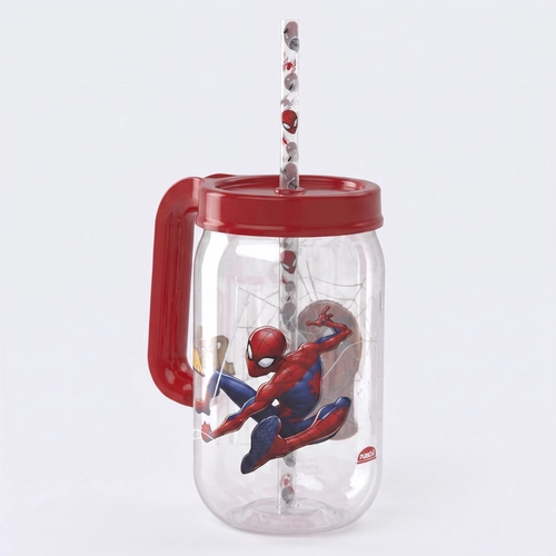 Caneca Pote Com Canudo Estampado Homem Aranha 580ML