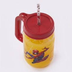 Caneca Pote Com Canudo Estampado Homem Aranha 580ML