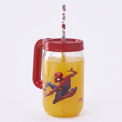Caneca Pote Com Canudo Estampado Homem Aranha 580ML