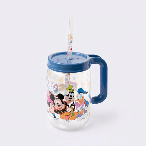 Caneca Pote Com Canudo Estampado Mickey E Amigos 580ML