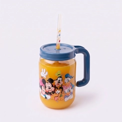 Caneca Pote Com Canudo Estampado Mickey E Amigos 580ML