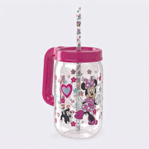 Caneca Pote Com Canudo Estampado Minnie 580ML
