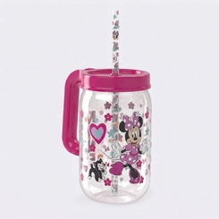 Caneca Pote Com Canudo Estampado Minnie 580ML