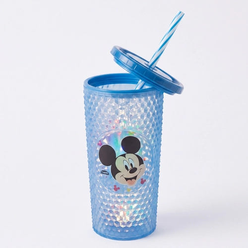 Copo Led Diamantado Com Tampa E Canudo Mickey 490ML