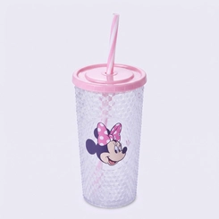 Copo Led Diamantado Com Tampa E Canudo Minnie 490ML