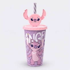 Copo Estampado Angel Com Tampa E Canudo Pin 500ML
