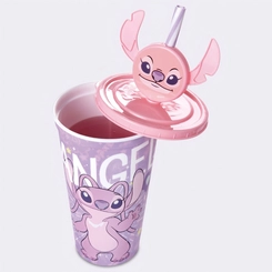 Copo Estampado Angel Com Tampa E Canudo Pin 500ML